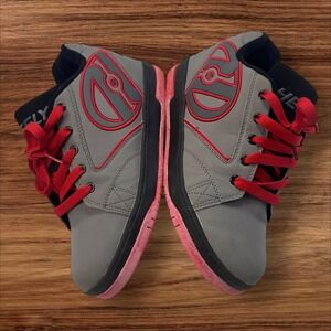 Heelys Skate Shoes Sneakers‎ Wheels Gray Red Kids Size YTH 6